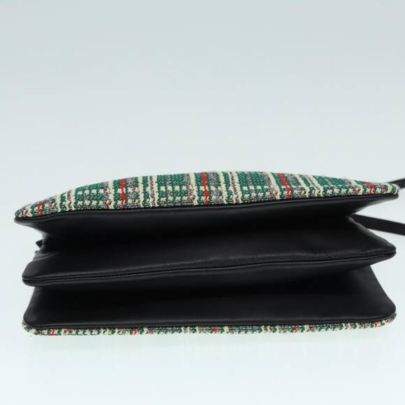 CELINE Trio Large Shoulder Bag Canvas Green Gold - Picture 9 of 13